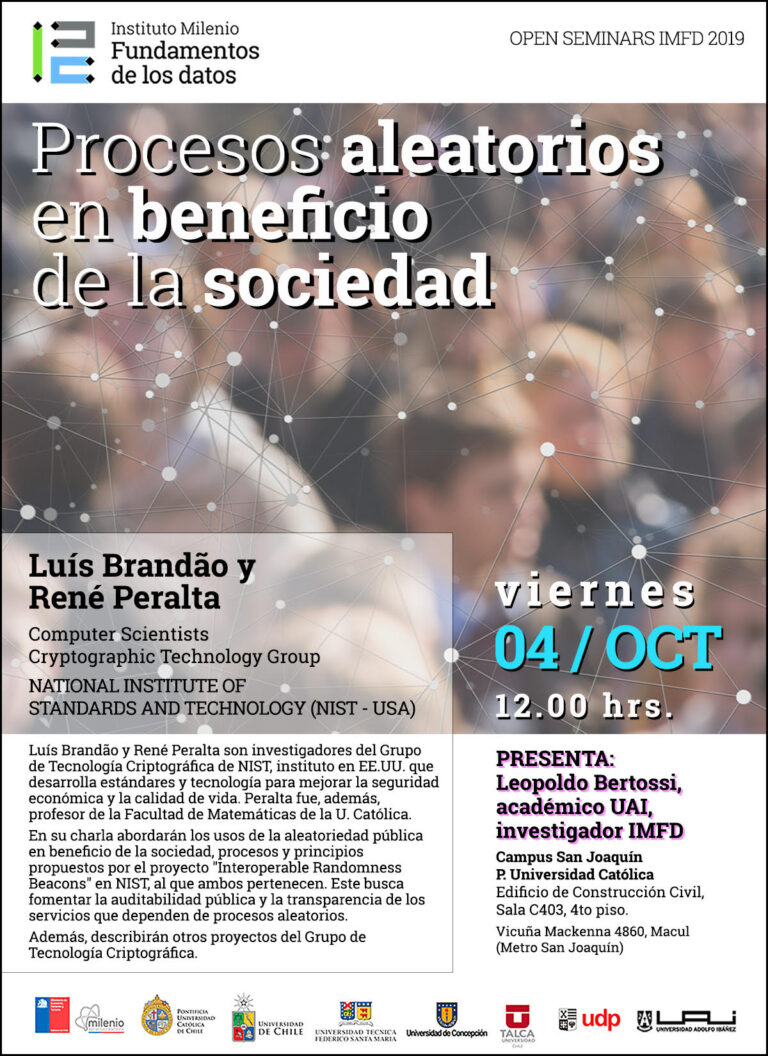 Open Seminar – Luís Brandão y René Peralta (NIST, USA): Procesos aleatorios en beneficio de la sociedad